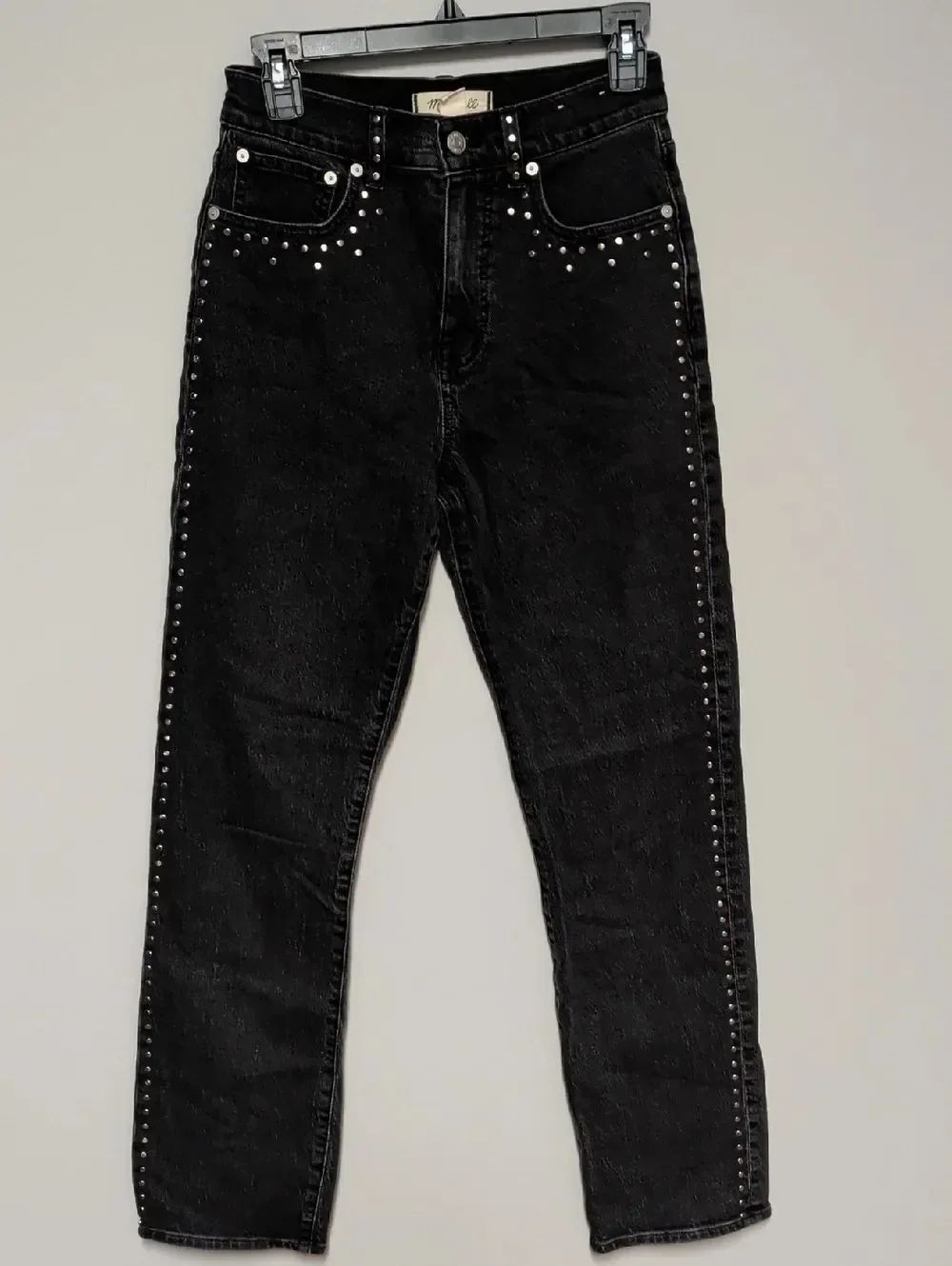 Madewell Black High-Rise Studded Jeans — Silver Accents